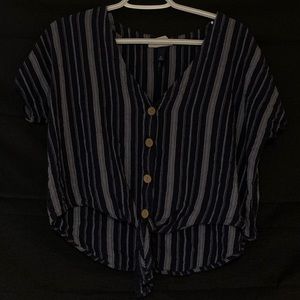 Blue Striped Button Up Blouse